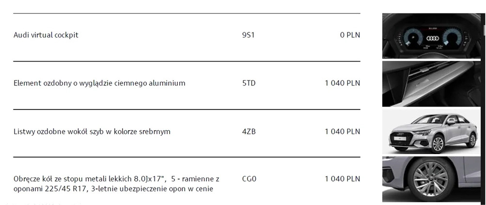 Audi A3 cena 137514 przebieg: 19452, rok produkcji 2023 z Piła małe 232